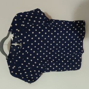 Faux collared polka dot blouse